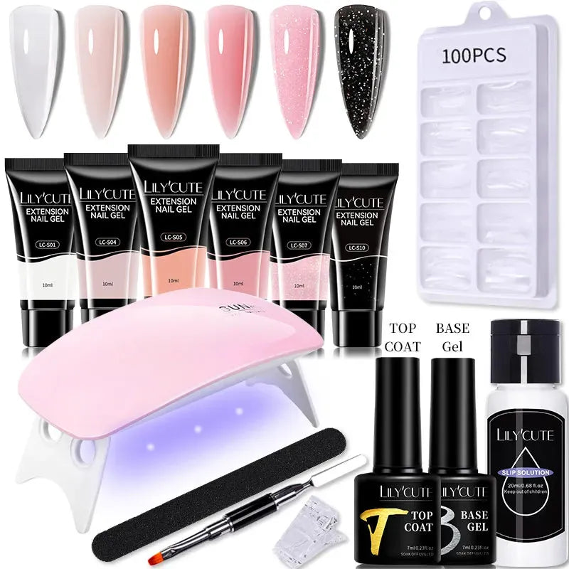 10ML Extension Nail Gel Set Manicure Set With 6W UV Lamp Finger Extend Mold Nail Kit Nail Art Quick Extension Tool Kit - Shop & Buy