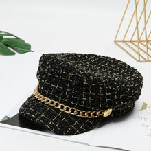 Load image into Gallery viewer, Pearl Chain Flat Top Navy Hat Fashion Beret Newsboy Caps Berret Woman Octagonal Hats
