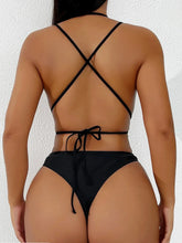 Load image into Gallery viewer, Sexy Hollow Out One Piece Swimsuit Women Black Metal Ring Linked Cut-up Backless Thong Bikni
