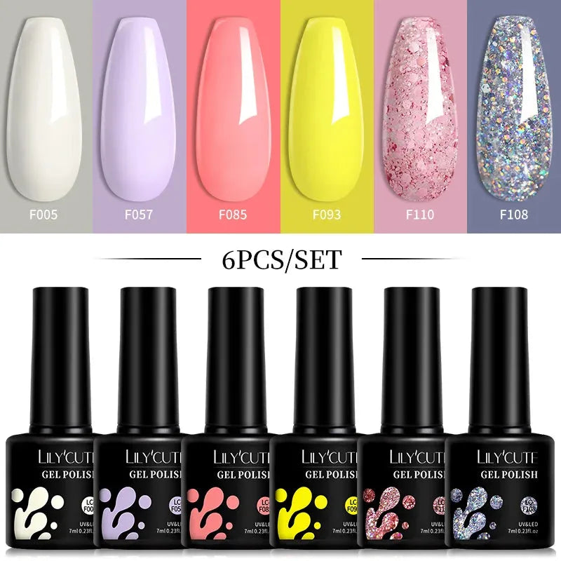 6Pcs/Set Fluorescent Neon Colors Gel Nail Polish Set Vernis Semi Permanent Soak Off UV Nail Art Gel for Home Nails DIY - Shop & Buy