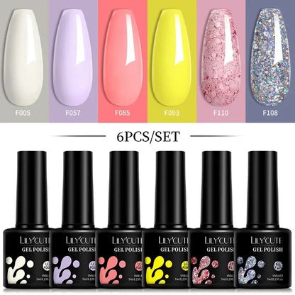 6Pcs/Set Fluorescent Neon Colors Gel Nail Polish Set Vernis Semi Permanent Soak Off UV Nail Art Gel for Home Nails DIY - Shop & Buy