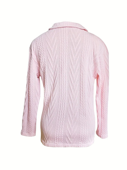 Women's Casual Long Sleeve Polo T-Shirt-Zip Front,Comfort Stretch, All-Season Wear, Easy Care, Chic Style - Shop & Buy