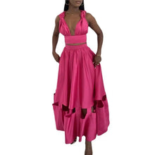 Load image into Gallery viewer, New Temperament Solid Color Club Party Set Sexy Lady V-Neck Strap Top and Long Skirt Suit
