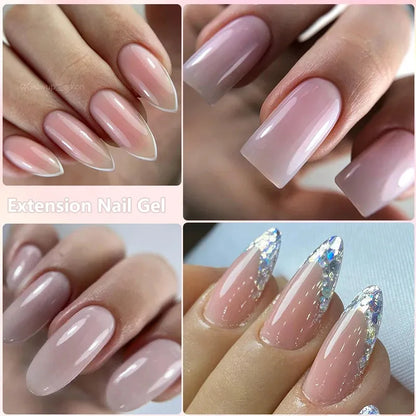 15ml Quick Extension Gel Nail Polish Kit White Nude Pink Acrylic Crystal UV Construction All For Manicure Nail Gel Set - Shop & Buy