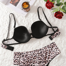 Load image into Gallery viewer, Sexy Leopard Lingerie Two Pieces Sets Fashion Patchwork Hollow Out Underwear Suits
