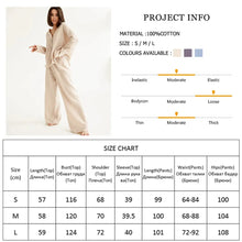 Load image into Gallery viewer, Khaki Pure Cotton Sleepwear V Neck Single Breasted Wide Leg Pants Trouser Suits Drop Sleeves Set
