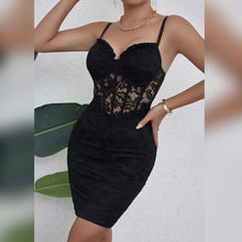 Load image into Gallery viewer, Strap V-Neck Bodycon Hotsweet Dress Fashion Sleeveless Backless Y2K Women Hollow Out Floral Lace Sexy Dress
