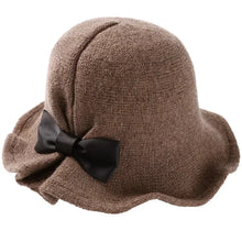 Load image into Gallery viewer, Autumn Winter Fedoras Women Hat Elegant Vintage Bowknot Wool Ladies Hat Dome Felt Wedding Church Jazz Cap
