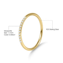 Load image into Gallery viewer, 925 Sterling Silver Round Moissanite 1/4 Eternity Classic Wedding Band Yellow Gold  Stackable Band Delicate Ring
