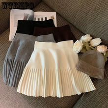 Load image into Gallery viewer, Pleated Skirt Women&#39;s Winter High-waisted A-line Skirt Knitted Skirt Preppy Style
