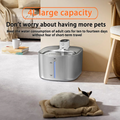 Wireless Cat Water Fountain Auto Sensor Cat Drinking Fountain With Filters 304 Stainless Steel 4L/135oz Pet Cats Water Dispenser