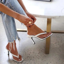 Load image into Gallery viewer, Stylish Women&#39;s Heel Flip Flops Black High Heels White Sandals Women Mules Slippers Ladies Summer Shoes
