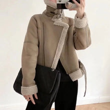 Load image into Gallery viewer, Autumn and winter new women&#39;s thickened suede fur all-in-one motorcycle style lamb wool double-sided jacket
