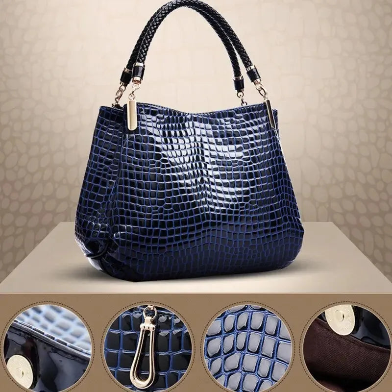 Women's Bag Large Capacity Tote Daily Commute Women's Shoulder Bag Crocodile Print Bright Face Handbag - Shop & Buy