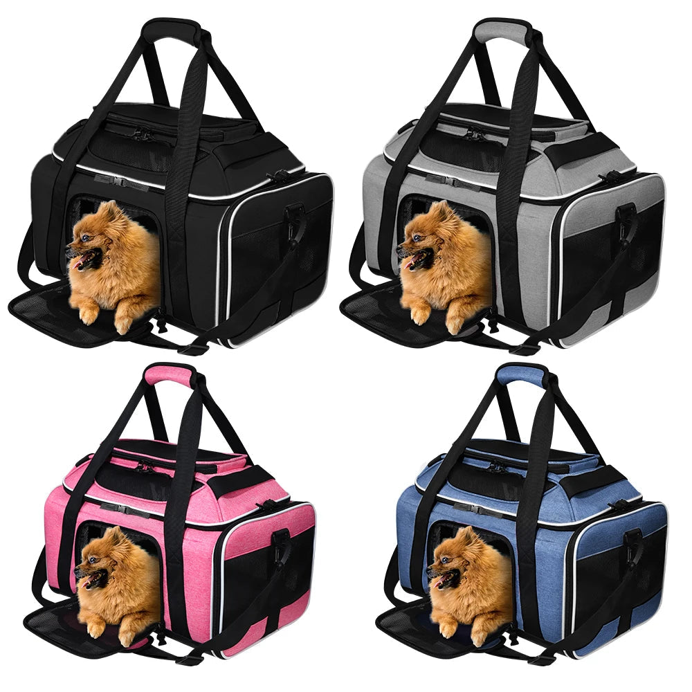 Expandable Pet Carrier Major USA Airlines Approved Soft Small Dog Cat Carrier with Safety Zipper and AntiScratch Mesh