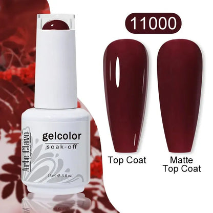 Cherry Red Color Gel Nail Polish Semi Permanent Gel Varnishes For Christmas Nail Art Design Glass Bottle Top Colorcard - Shop & Buy