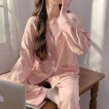 Load image into Gallery viewer, Japanese Kimono Autumn Winter Women Pajamas Sets Faux Cotton Long Sleeves Homesuits
