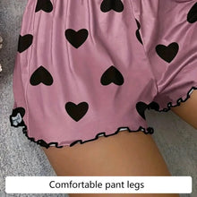 Load image into Gallery viewer, Women Pajamas Sleepwear Pajama Set Camisole Shorts Pink S M L Heart Print Scoop Neck
