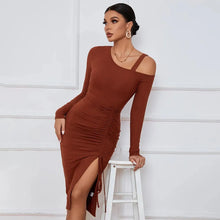 Load image into Gallery viewer, Sexy Solid Short Club Dress Ladies Autumn Winter Long Sleeve Bodycon Dress Women Evening Party Tight Dresses
