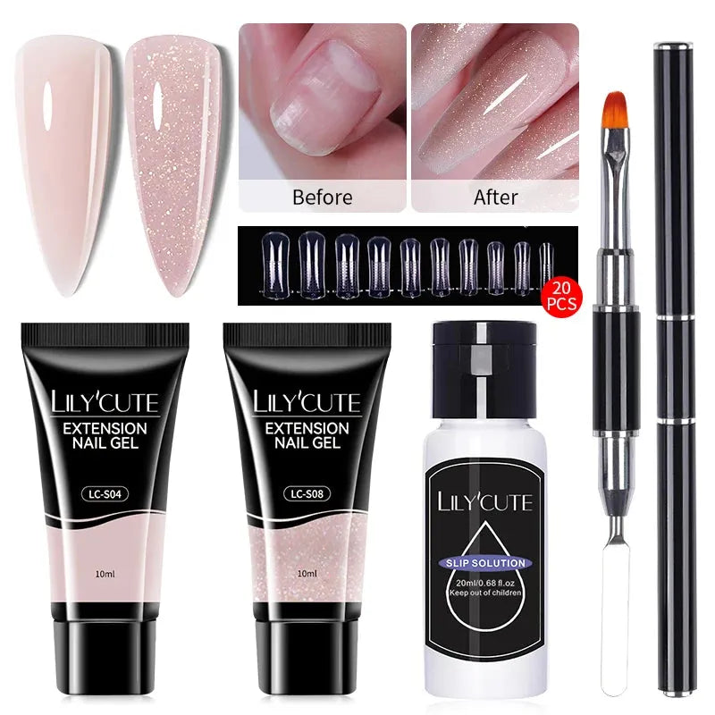 4PCs/Set Nail Extension UV Nail Gels Set Clear Nude Semi-permanent Quick Extension Set Nail Art Acrylic Gel Polish - Shop & Buy