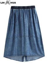 Load image into Gallery viewer, Women&#39;s Plus Size Denim Skirt Spring Chic Elegant Skirt For Chubby Women Cotton Woven Skirt
