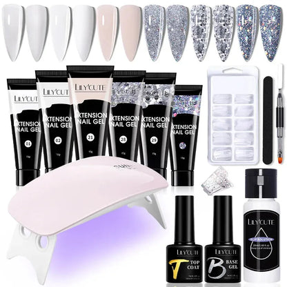 Nail Gel Set 6W LED Lamp Full Manicure Set Vernis Semi Permanent Quick Extension Nail Kit Gel Set For Nails Tool Kit - Shop & Buy