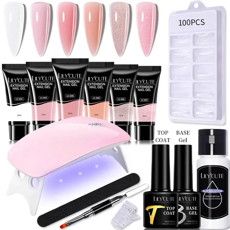 10ML Extension Nail Gel Set Manicure Set With 6W UV Lamp Finger Extend Mold Nail Kit Nail Art Quick Extension Tool Kit - Shop & Buy