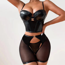 Load image into Gallery viewer, Women Lingerie Sexy Luxury Pornos Suit PU Leather See Through Fetish Underwear Erotic
