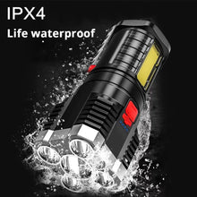 Load image into Gallery viewer, 5LED High Power Led Flashlights Rechargeable Camping Spotlight with Side Light 3 Lighting Modes for Camping Adventure Outdoor
