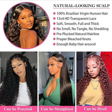 Load image into Gallery viewer, 13X4 Lace Frontal Human Hair Wigs Deep Wave Lace Front Wigs 180% Density Wave Curly Wigs For Women PrePlucked Lace Wig Cheap Wig
