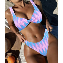 Load image into Gallery viewer, Tie Dye Wrinkled Crinkled Brazilian Bikini Female Swimsuit Women Swimwear Two-pieces Bikini set Bather Bathing Suit
