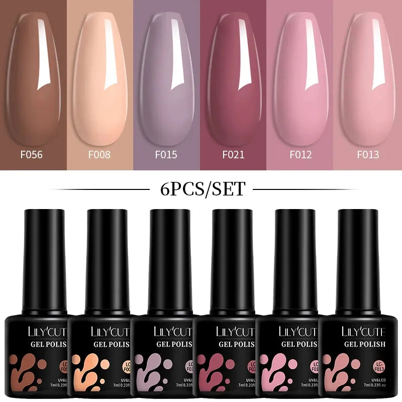 6Pcs/Set Macaron Color Gel Nail Polish Set Kit Spring 6 Colors UV LED Nail Art Gel Vernis Semi Permanent Base Top Coat - Shop & Buy