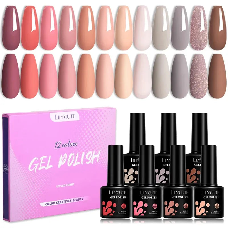 12PCs 7ml Spring Macaron Nail Gel Polish Set Semi Permanent UV Gel For Manicure Soak Off Gel Nail Polish Kit Varnishes - Shop & Buy