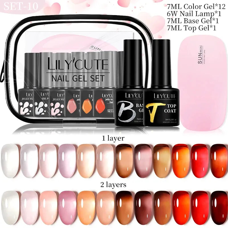 12PCs 7ml Spring Macaron Nail Gel Polish Set Semi Permanent UV Gel For Manicure Soak Off Gel Nail Polish Kit Varnishes - Shop & Buy