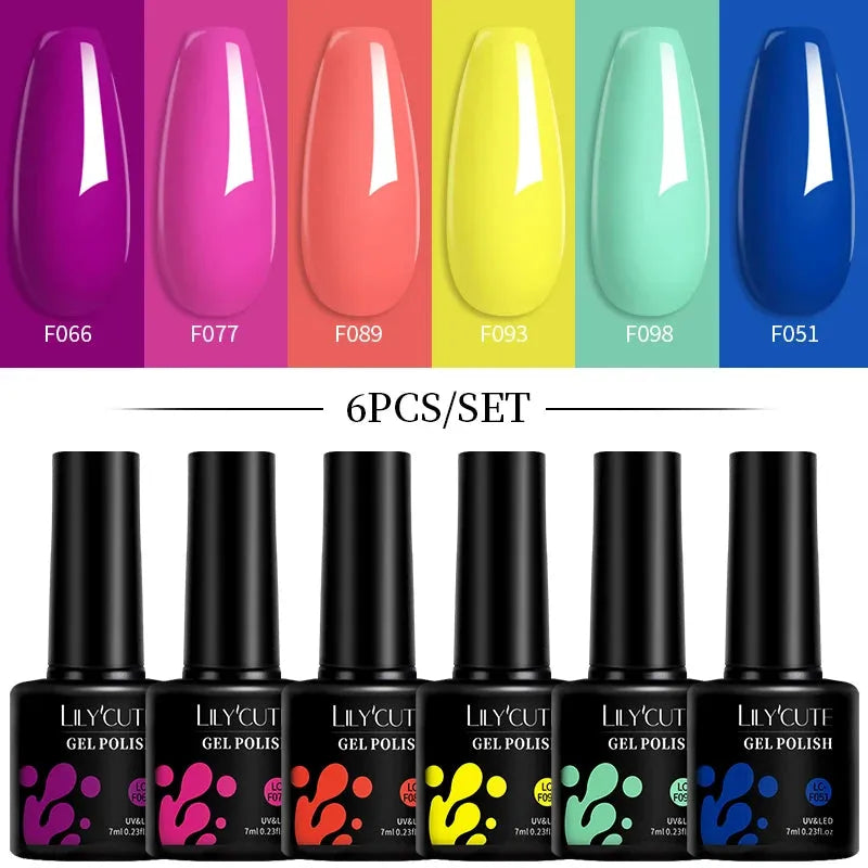 6Pcs/Set Macaron Color Gel Nail Polish Set Kit Spring 6 Colors UV LED Nail Art Gel Vernis Semi Permanent Base Top Coat - Shop & Buy