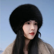 Load image into Gallery viewer, Winter Faux Fur Bucket Hat Women Elegant Russian Hat Fluffy Warm Panama Plush Cap
