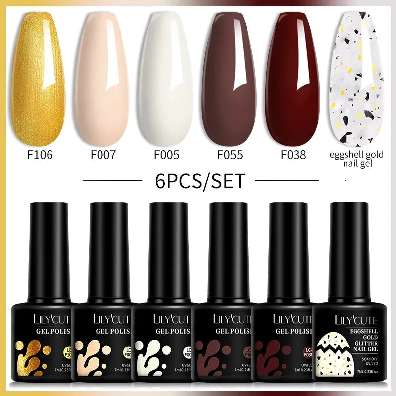 6Pcs/Set Macaron Color Gel Nail Polish Set Kit Spring 6 Colors UV LED Nail Art Gel Vernis Semi Permanent Base Top Coat - Shop & Buy