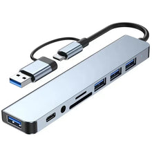 Load image into Gallery viewer, 8 In 2 USB HUB With Splitter Card Reader, USB C Port, USB 3.0 / 2.0, SD/TF Splitter Card Reader, Docking Station
