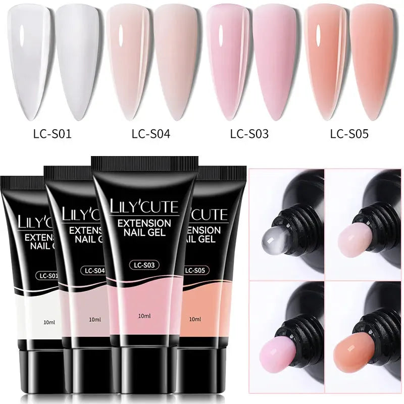 4PCs/Set Nail Extension UV Nail Gels Set Clear Nude Semi-permanent Quick Extension Set Nail Art Acrylic Gel Polish - Shop & Buy