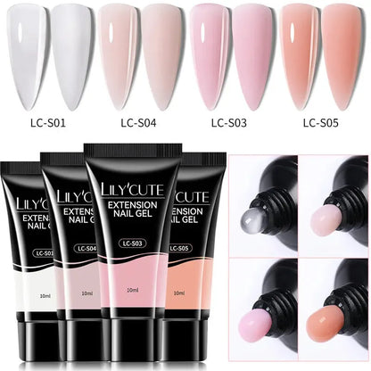 4PCs/Set Nail Extension UV Nail Gels Set Clear Nude Semi-permanent Quick Extension Set Nail Art Acrylic Gel Polish - Shop & Buy