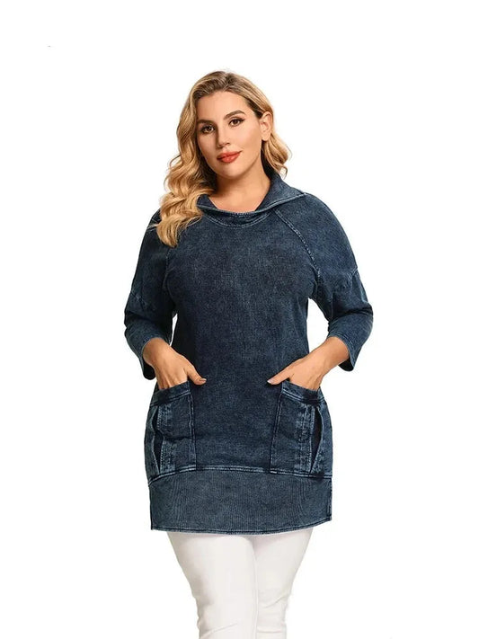 Women's Plus Size  Denim Jacket Casual Long Style Slim Denim Jacket for Woman - Shop & Buy