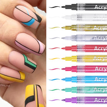 Load image into Gallery viewer, 1Set Nail Art Drawing Pen Graffiti Nail Acrylic Pen Waterproof Painting Liner DIY 3D Abstract Line Nail Art Beauty Tool Manicure
