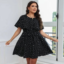 Load image into Gallery viewer, Summer new plus size women&#39;s clothing for fat mm French polka dot slimming dress
