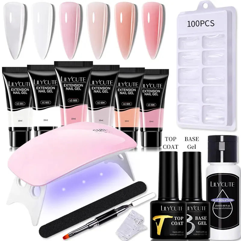 10ML Extension Nail Gel Set Manicure Set With 6W UV Lamp Finger Extend Mold Nail Kit Nail Art Quick Extension Tool Kit - Shop & Buy