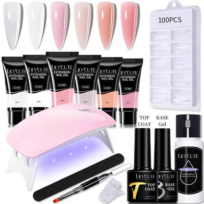 10ML Extension Nail Gel Set Manicure Set With 6W UV Lamp Finger Extend Mold Nail Kit Nail Art Quick Extension Tool Kit - Shop & Buy