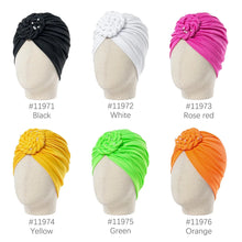 Load image into Gallery viewer, African Women&#39;s Fashion Top Knot Pearl Flower Decor Headwrap Hats Muslim Cross Twist Beanie Bandana Cap Head Wear Accessories
