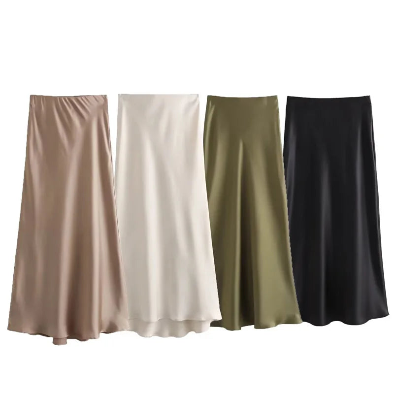 Skirts For Women Wrap Long Skirt Women's Skirt Satin Pencil Smooth Skirts