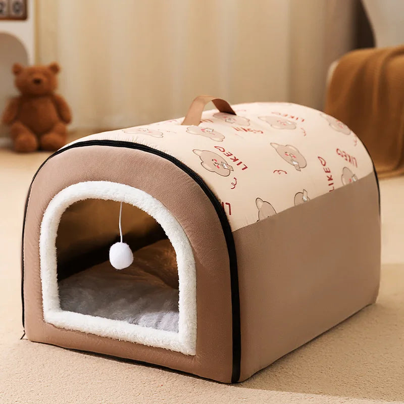 Warm Dog House Detachable Pet Sleeping Bed for Small Medium Dogs Cats Soft Non-slip Dog Kennel Puppy Kitten Nest Pet Supplies