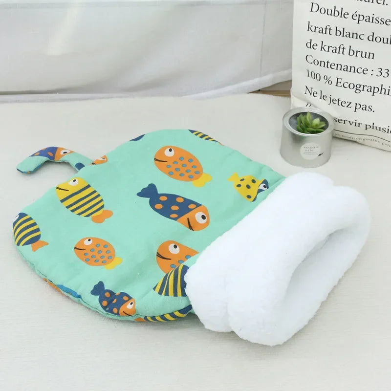 Cat Sleeping Bag Soft Cuddly Fluffy Feel Thickened Pet Pocket Type Quilt Bed Kitten Puppy Soft Comfortable Warm Nest Pet