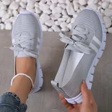 Load image into Gallery viewer, Mesh Knitted Striped Flats Shoes for Women Summer Lace Up Casual Sneakers
